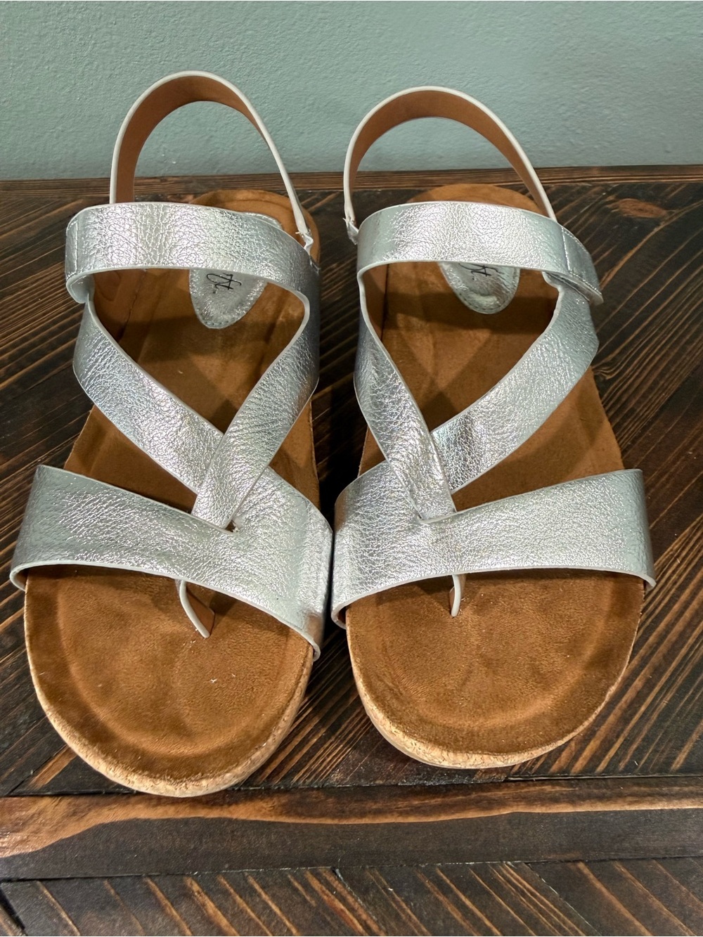 Women's Silver Crisscross Slingback Sandals - Comfortable Everyday Style